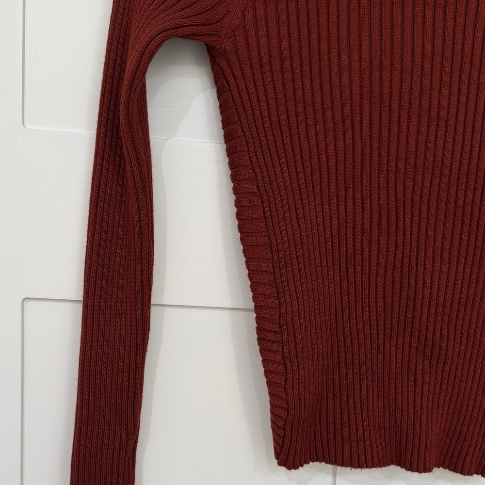 Pink Rose Ribbed Knit Open Back Twist‎ Sweater Rust Burgundy Size Small - Picture 4 of 7